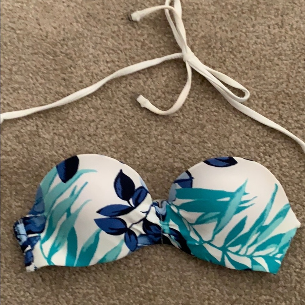 blue and white Hollister bikini top